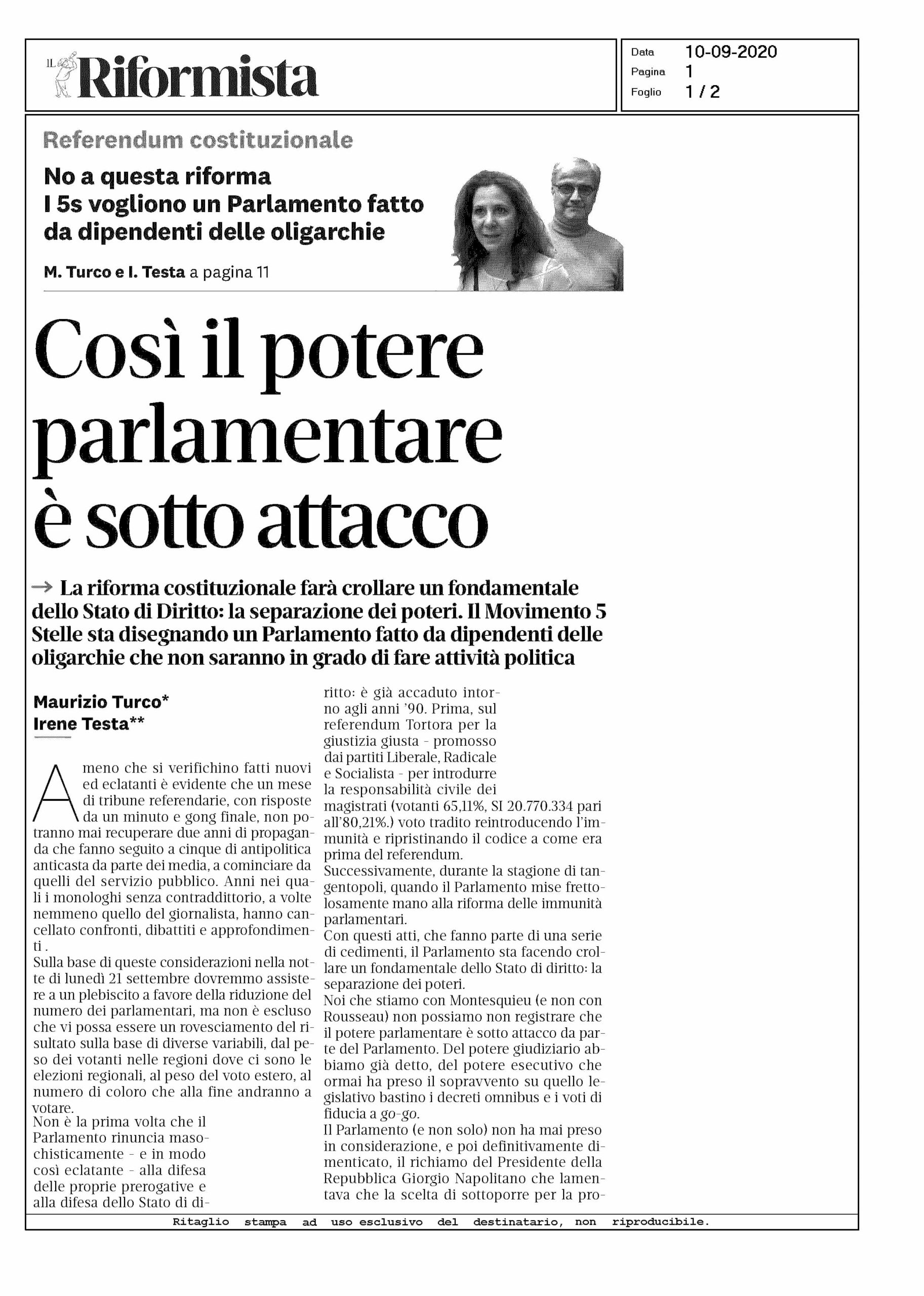Maurizio Turco, Irene Testa: Così il potere parlamentare è sotto attacco.
