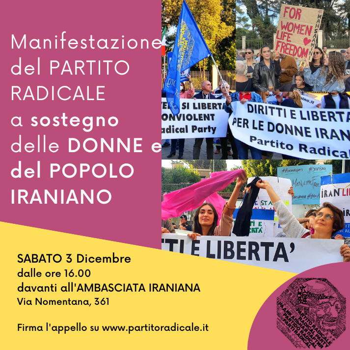 IRAN – PARTITO RADICALE – UNDICESIMA MANIFESTAZIONE A SOSTEGNO DELLE DONNE E DEL POPOLO IRANIANO