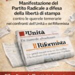 25 Aprile manifestazione del Partito Radicale a difesa della libertà di stampa e contro le querele temerarie nei confronti dell’Unità e del Riformista 